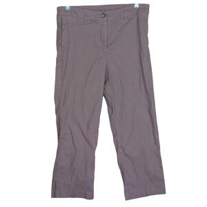 J Jill Linen Stretch Pants Womens 10 Brown Cropped Ankle Casual Chic Lightweight